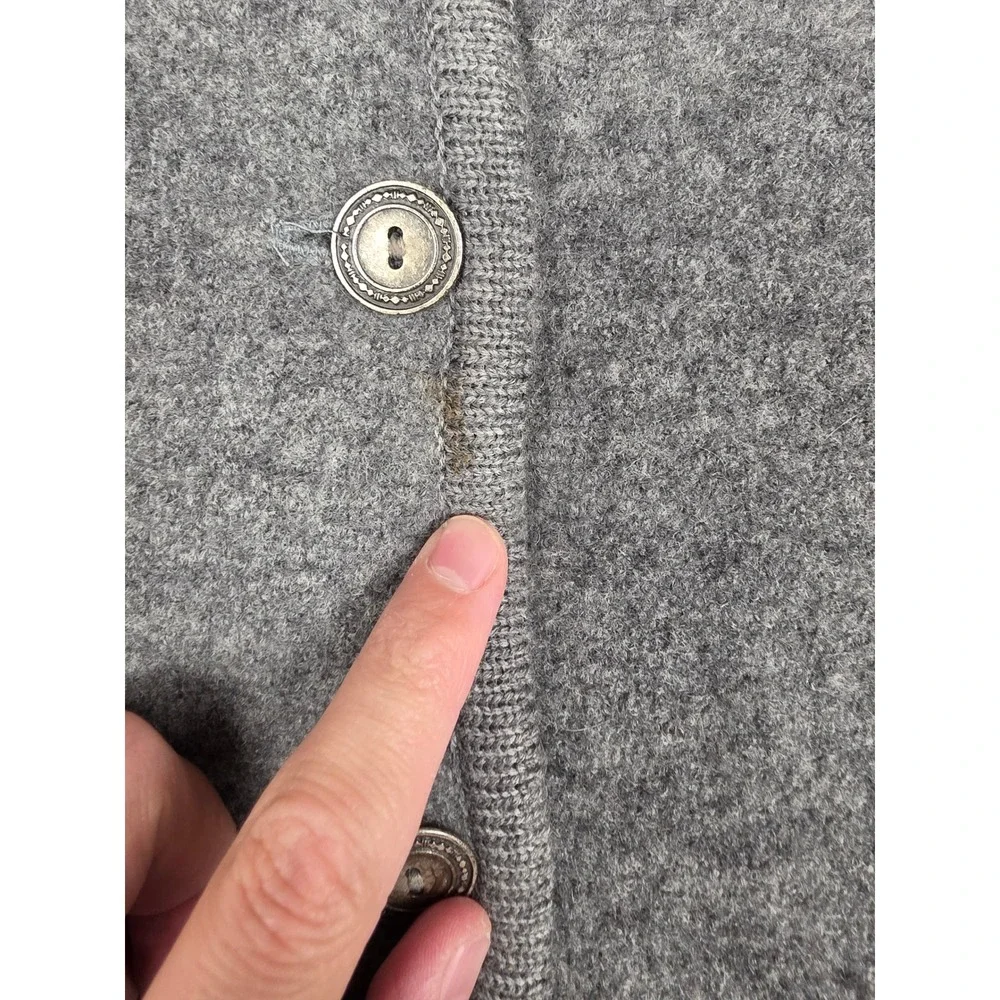 Talbots Cardigan Sweater Women M Gray 100% Wool Button Front Pocket Jacket Read